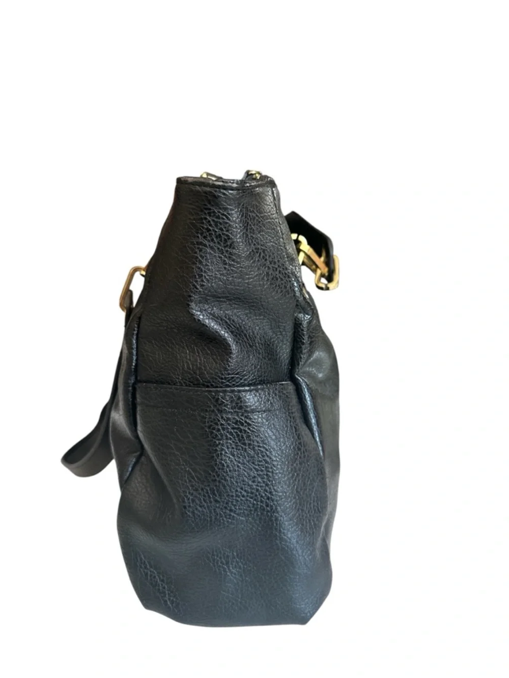 Nicole by Nicole Miller Black Satchel with Gold Accents